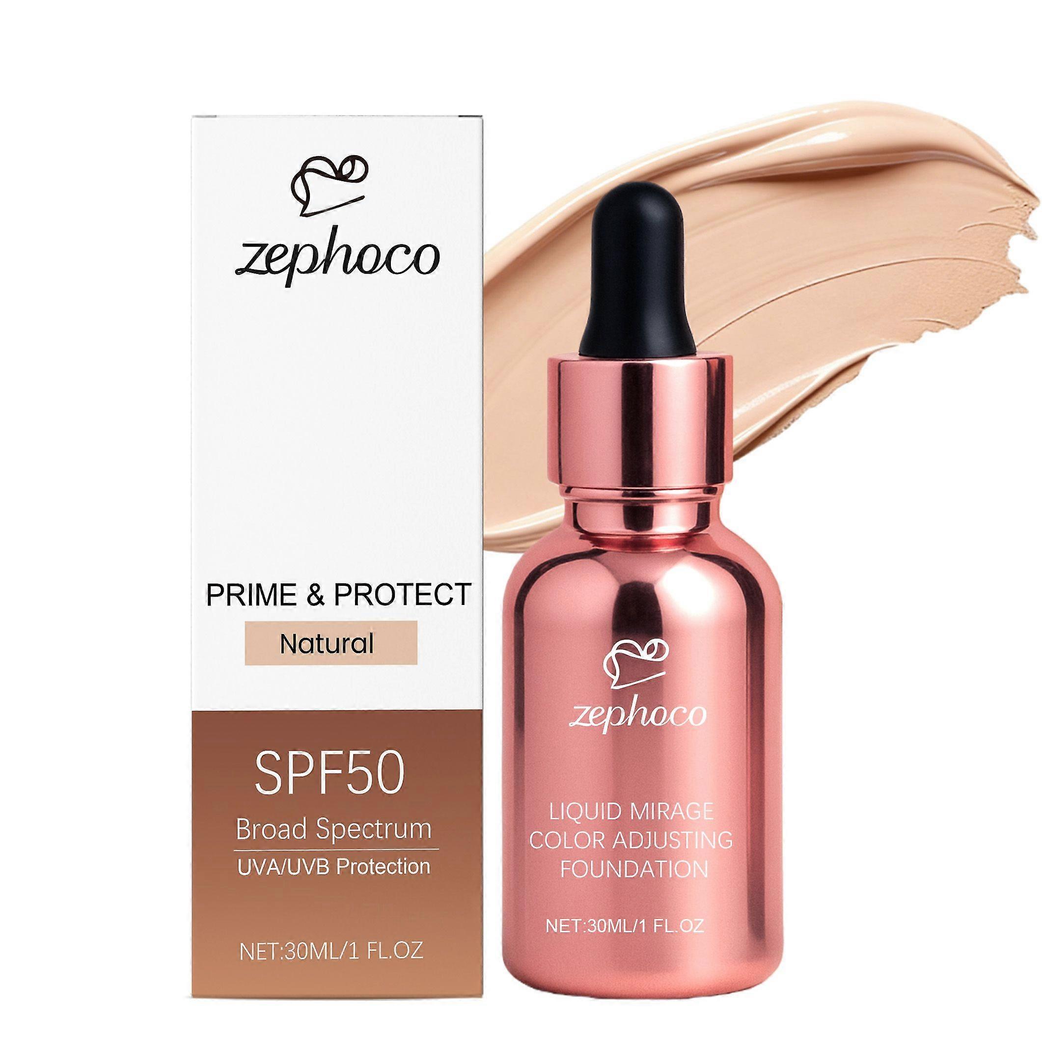 Zephoco Natural Color Changing Foundation Liquid - Let, fugtgivende, naturlig, langvarig, glat, ikke-klumpet foundation