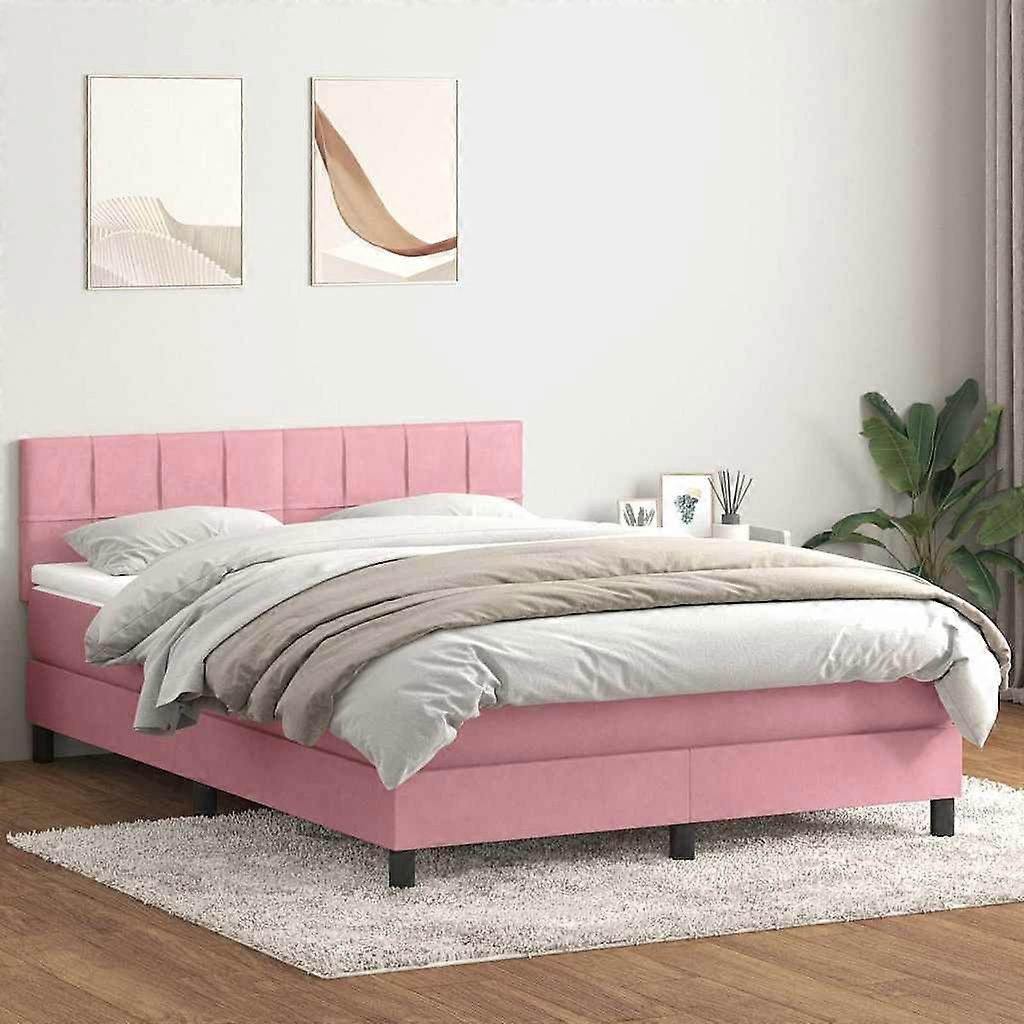 Boxspringbett mit Matratze Rosa 160x220 cm Samt