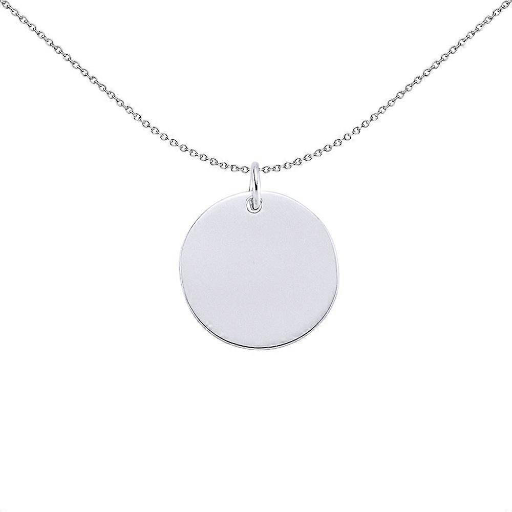 Jewelco London Ladies Sterling Silver Round Disc Medallion Necklace 18 inch