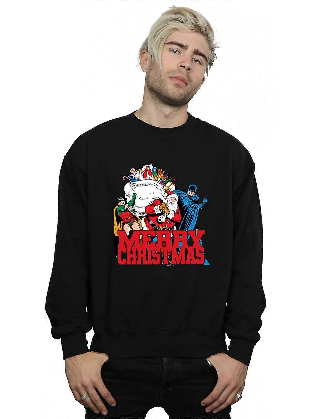 DC Comics Men's Batman Merry Christmas Comic Sweatshirt