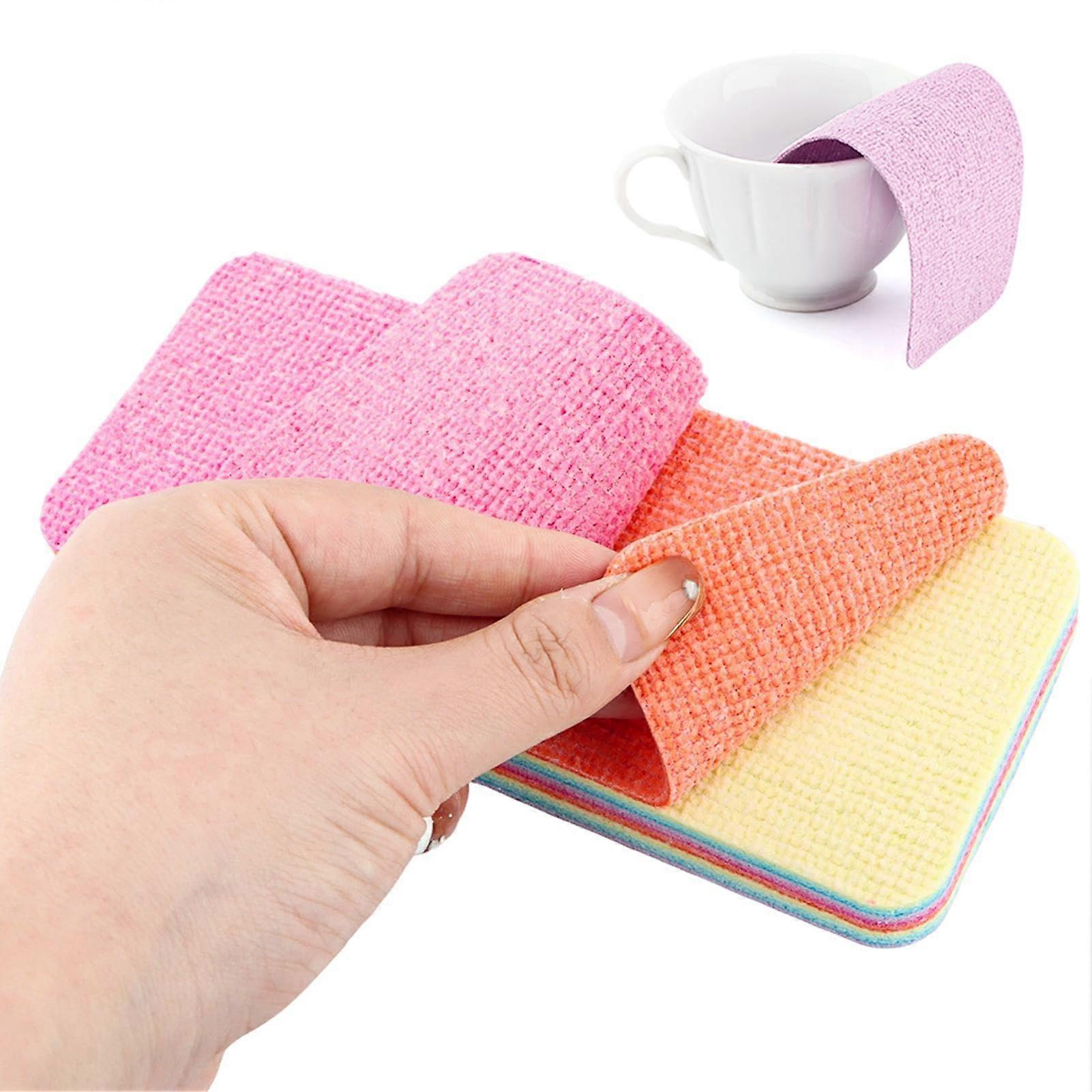 Kitchen Sponge with 12 Tearable Microfiber Layers, NonScratch Multicolor Dish Washing Block