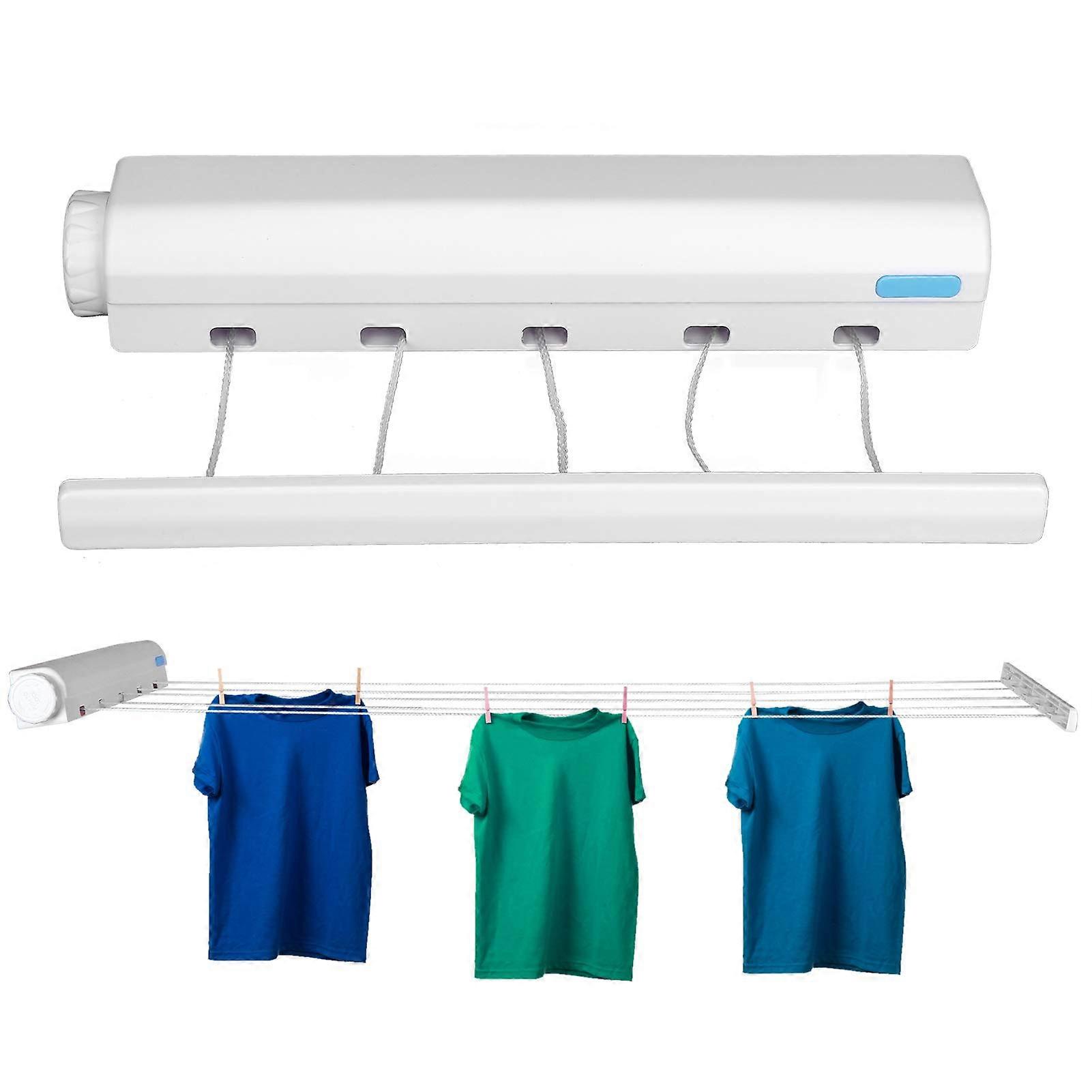 Retractable Clothesline for Laundry Drying, Wall Mounted, Adjustable Length, 8kg Load Capacity