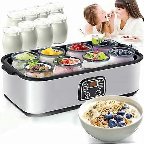 Yogurt Maker Automatic Digital Machine with 8 Glass Jars Stainless Steel LCD Temperature Control