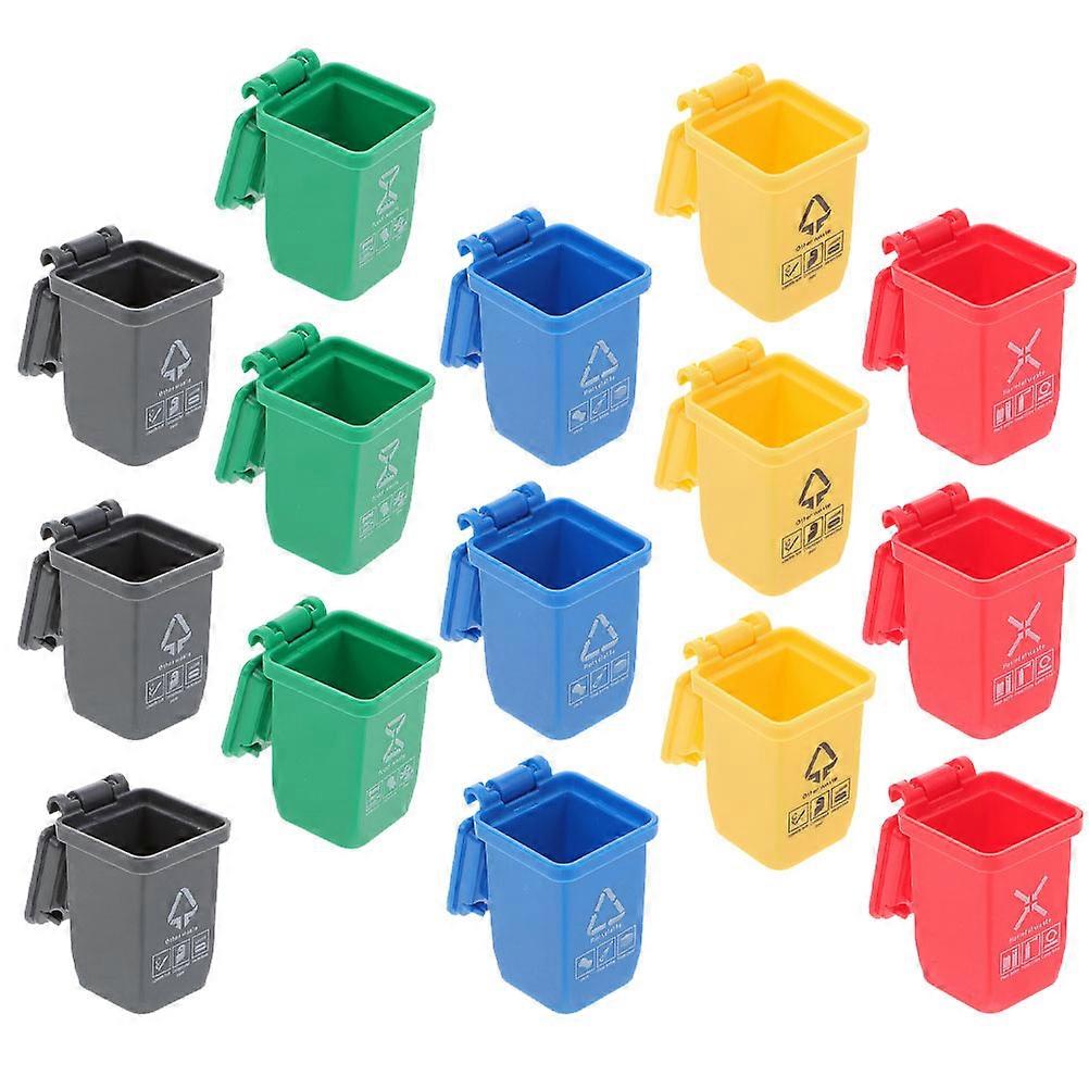 Garbage Can Model for Decor 15Pcs Miniature Trash Cans Set