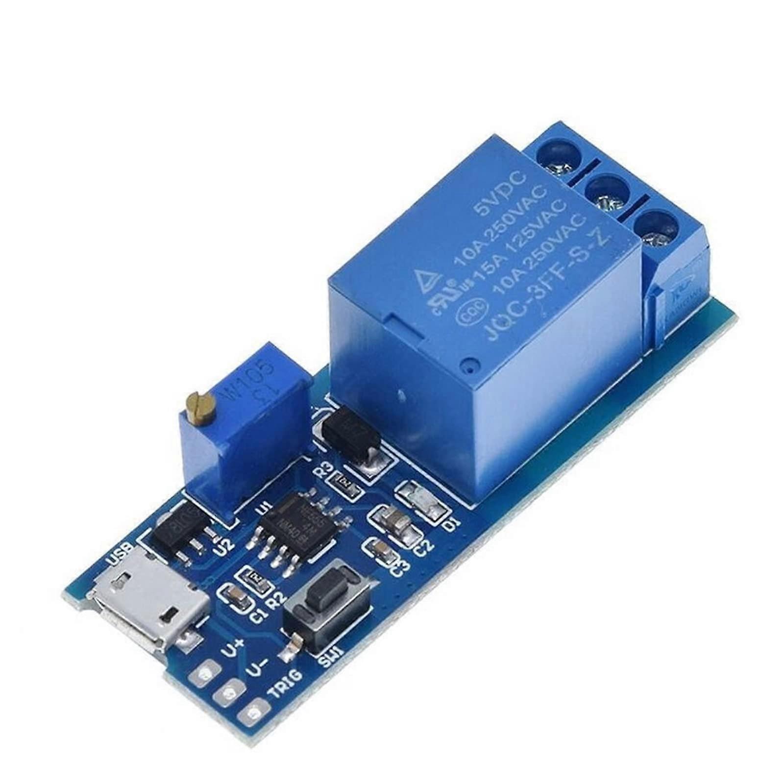 Delay Relay Timer Module 5V30V Micro USB Powered Adjustable Trigger DC Timing Control Switch 1Pc