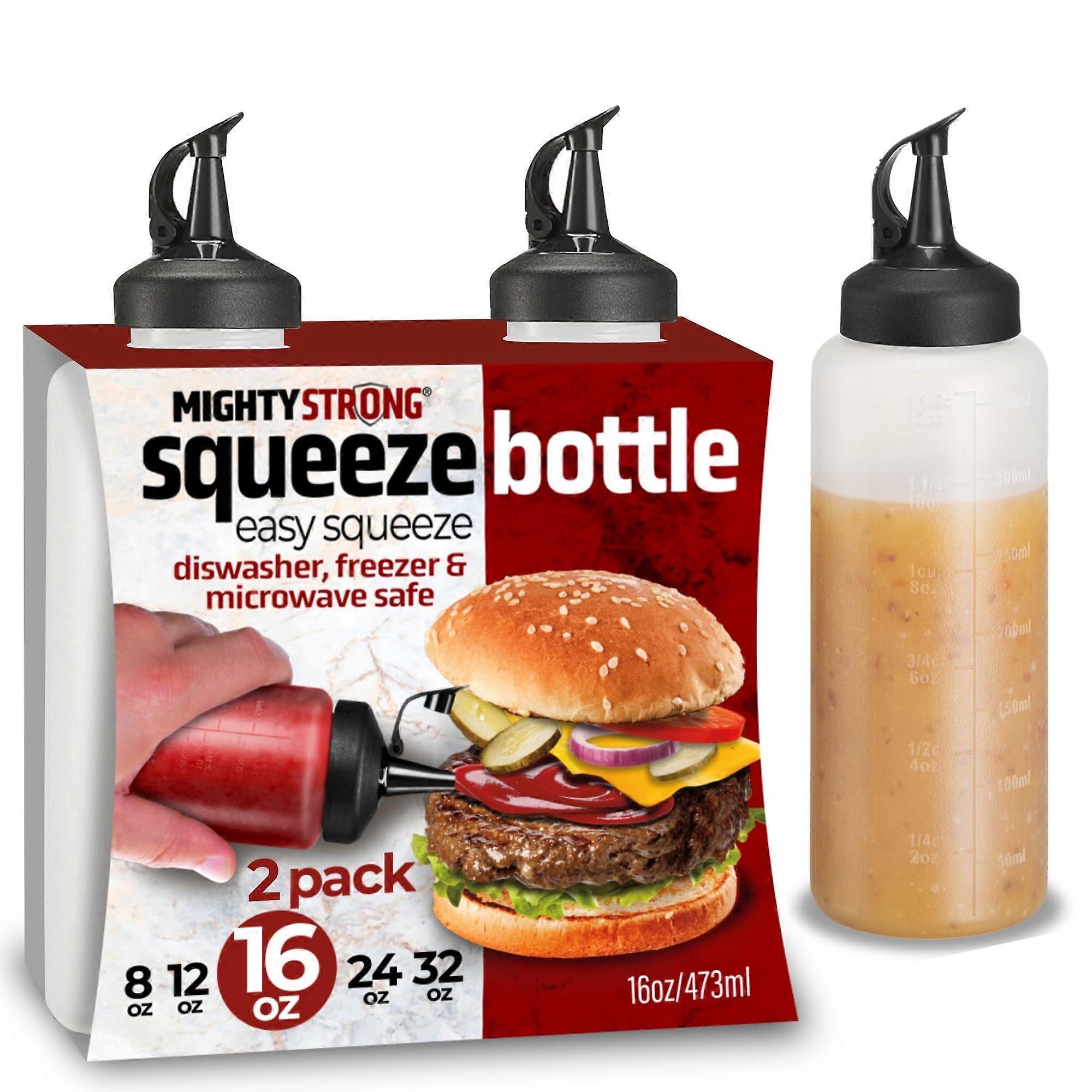 16 oz Condiment Squeeze Bottles with LeakResistant Snap Cap for Kitchen BBQ Sauces Oils, 2 Pack