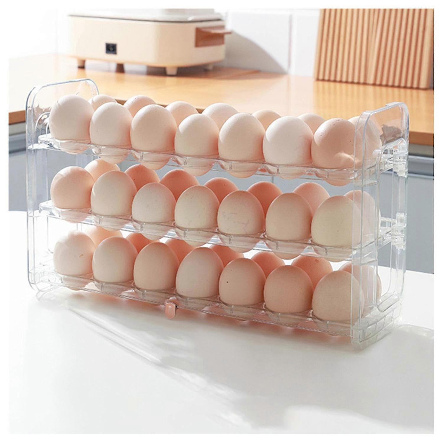 Plastic Egg Storage Box 3 Layer Anti-Roll Egg Box Large Capacity Egg Container