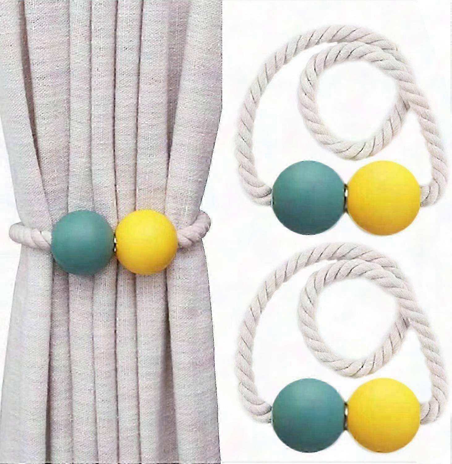 Magnetic Window Curtain Holdbacks with Decorative Ball Knot Design