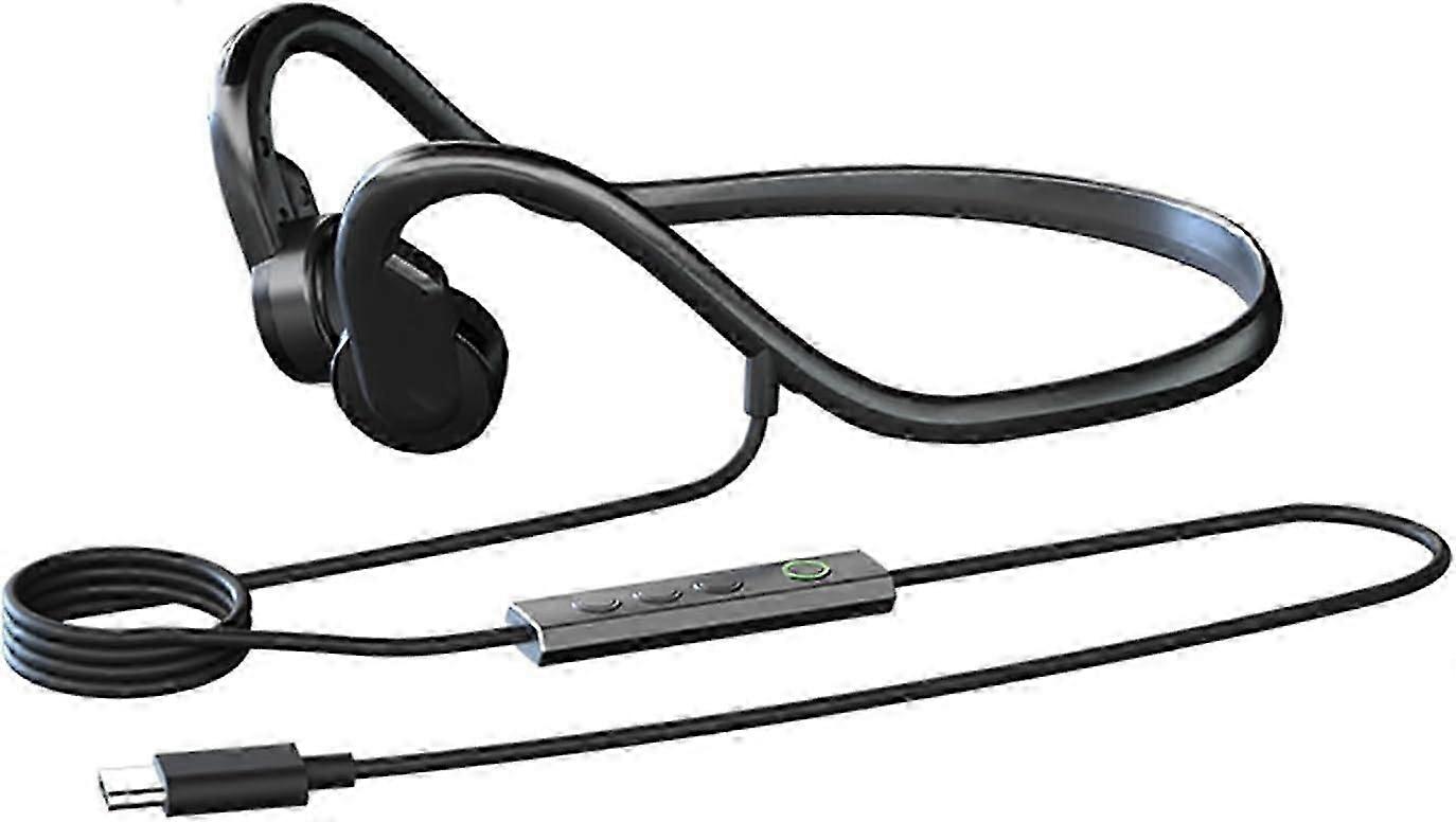 Wired Bone Conduction Headphones Built-In Microphone USB-C Type-C Compatible With Mobile Phones Computers Tablets