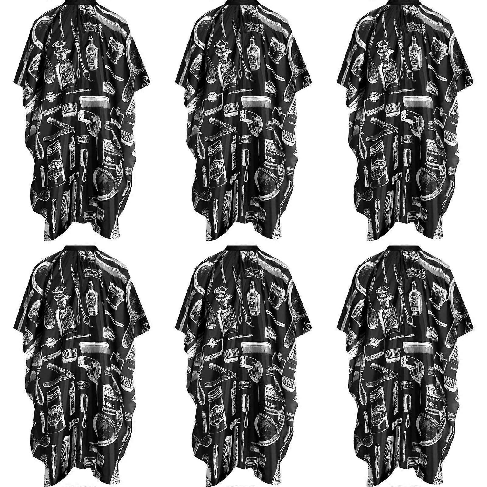 6 Pack Waterproof Barber Cape Set with Adjustable Snap Closure for Salon Stylists Dye Pattern
