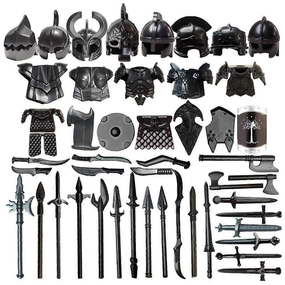 Medieval Armor Weapon Pack with MultiEra Knight Accessories for Minifigures, Compatible Brands