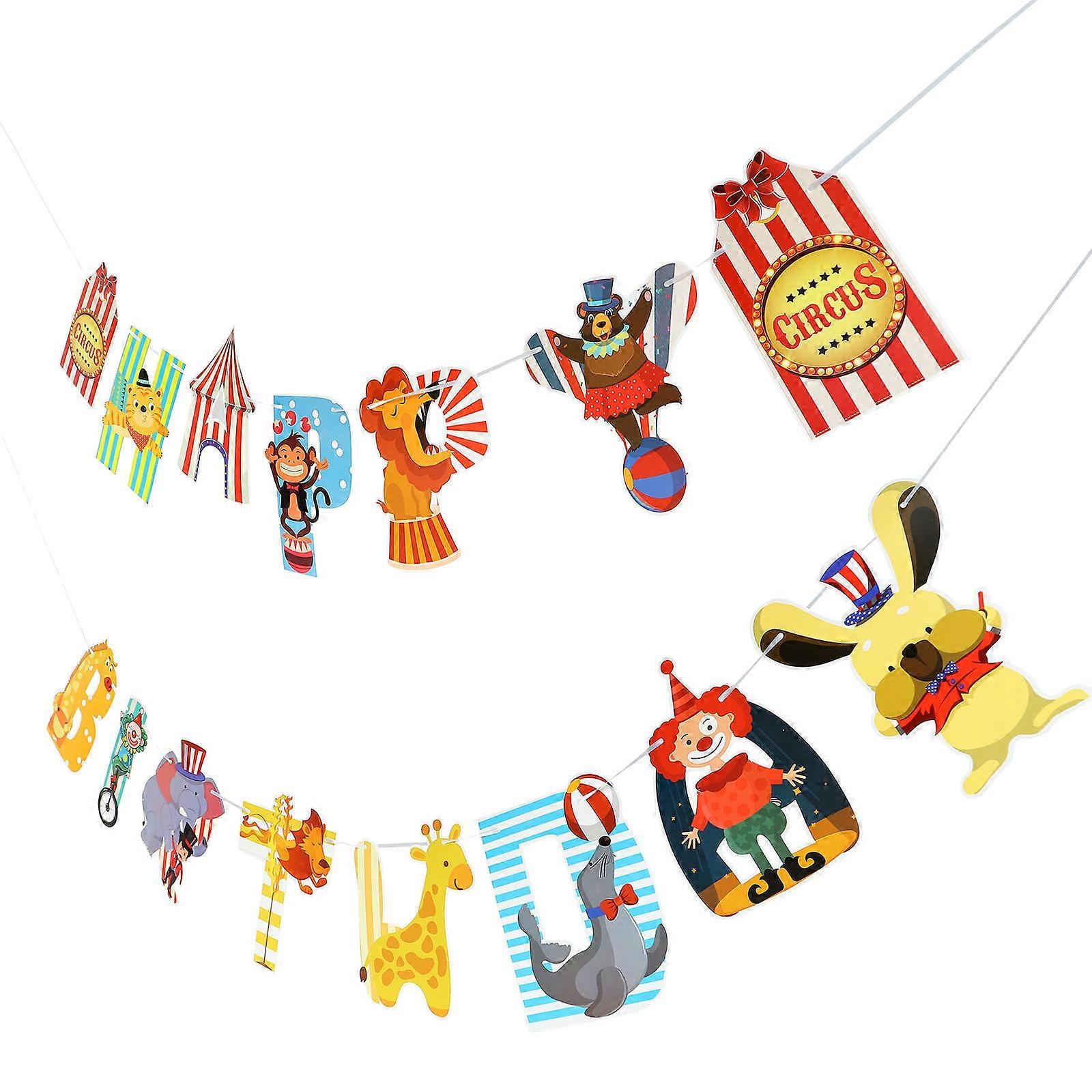 Birthday Banner Letter Pattern for Decor 2Set Circus Themed Party Decor