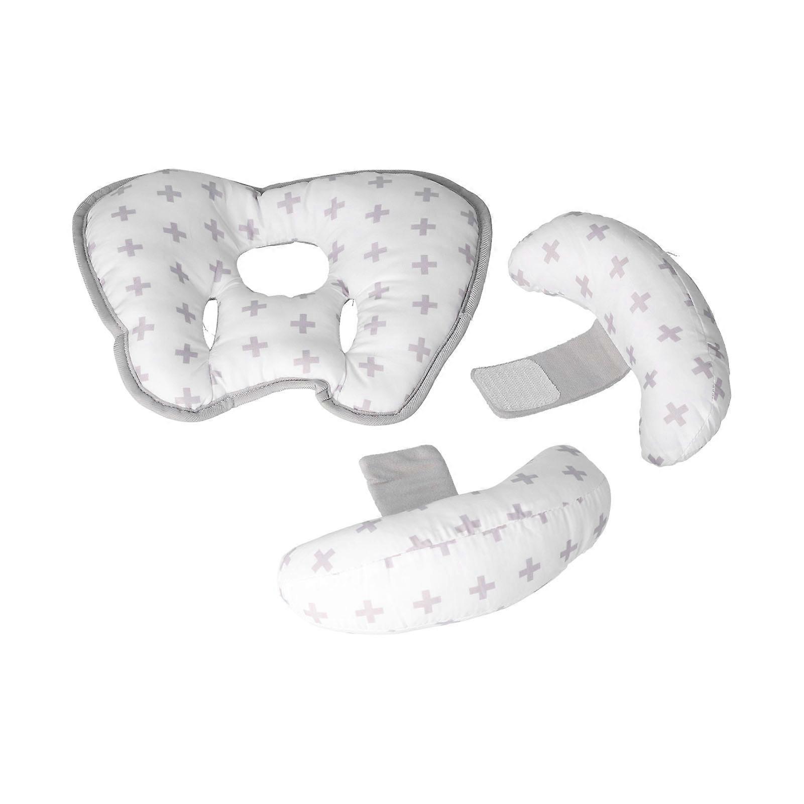 Baby Pillow Adjustable Breathable Soft Unique Shape Portable Infant Head Supporting Tool for Airplanes StrollersWhite Plus