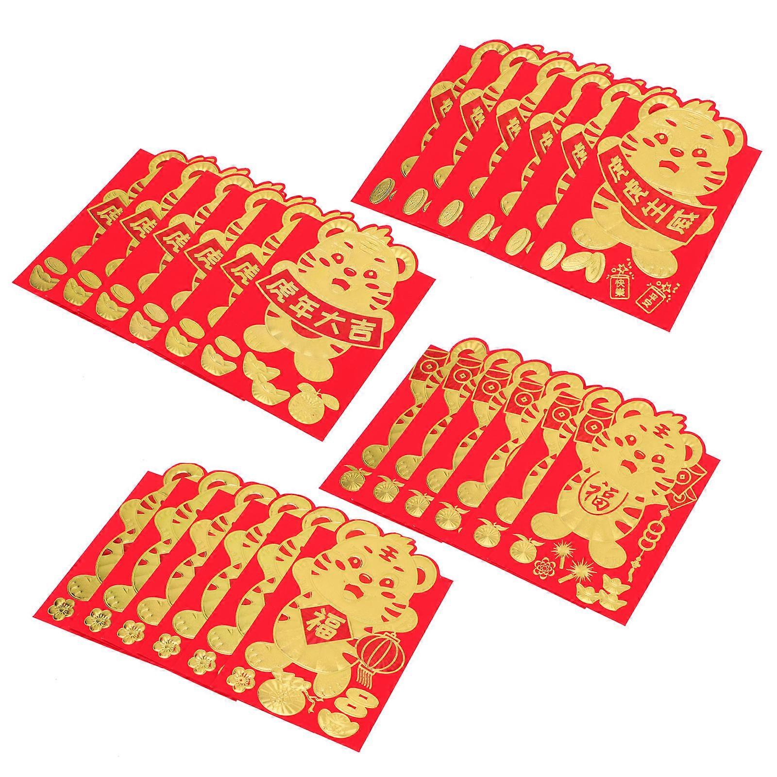 Creative Red Envelope Paper Cartoon Hongbao for Storage 60Pcs Red Packets