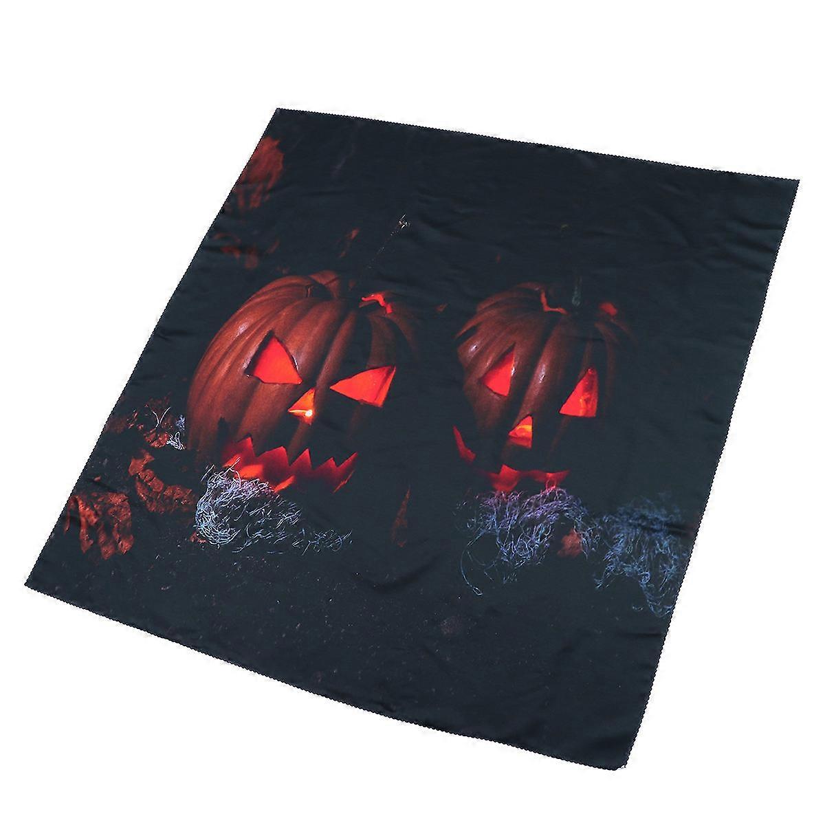 Halloween Table Cover Pumpkin Pattern for Decoration 2Pcs Black Material
