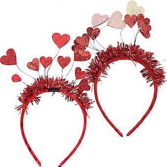 Valentine'S Day Heart Headbands 2Pcs Heart Shape Hair Accessories Assorted Color For Adult Celebration Events