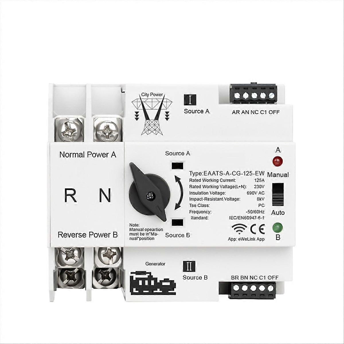 ATS WiFi Smart Dual Power Automatic Transfer Switch 2P