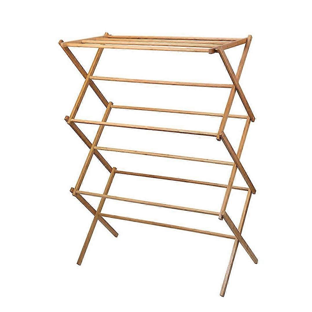 Bamboo Clothes Drying Rack FloortoCeiling Foldable SpaceSaving Vertical Laundry Stand