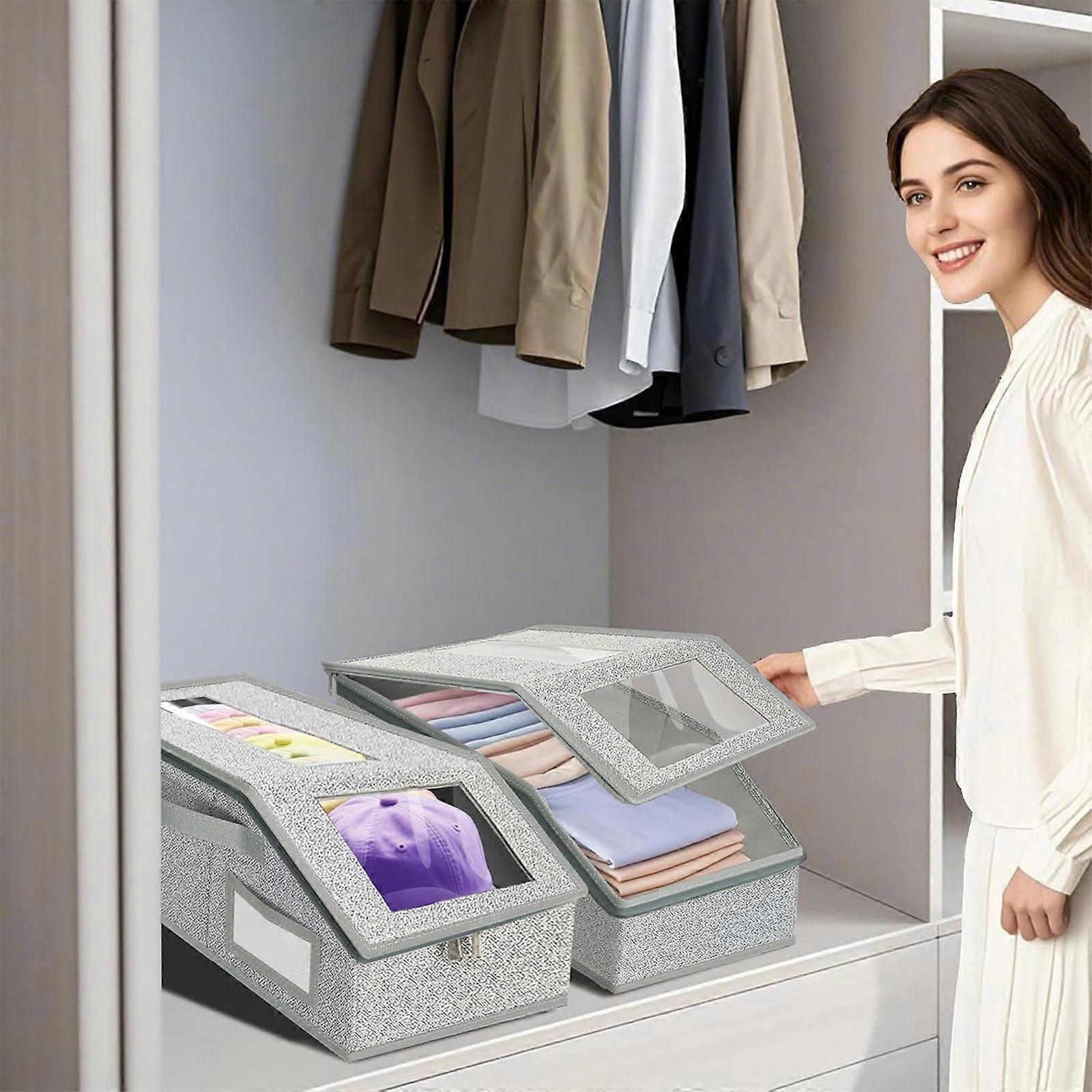 Stackable Baseball Cap Storage Box with Transparent Window, Large Capacity, Durable Organizer Compatible with All Hats