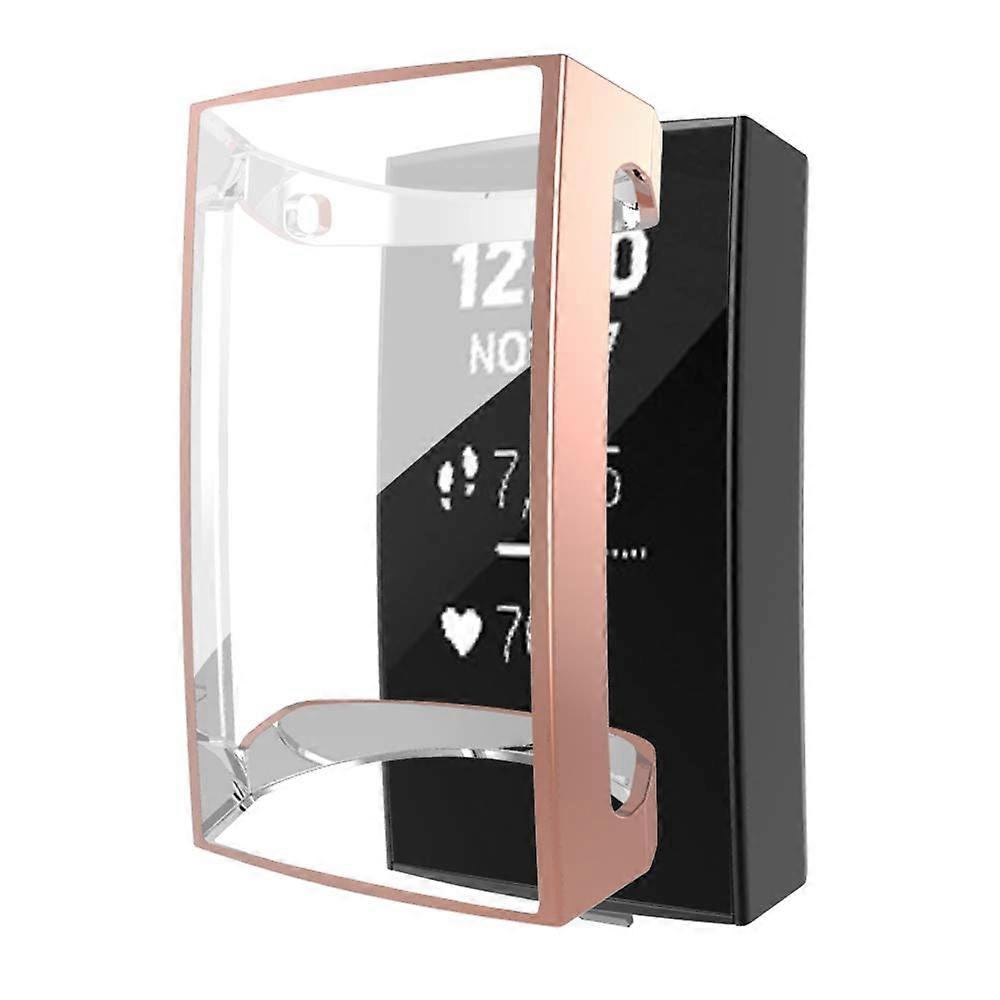Screen Protector Rose Gold Case Full Coverage Slim Bumper for Fitbit Charge 3 SE
