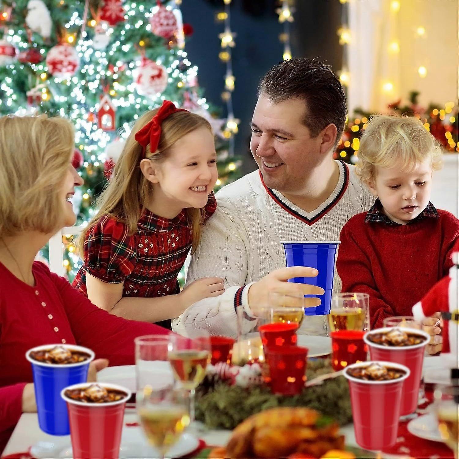 Reusable Plastic Party Cups - 50 Pack with 10 Balls