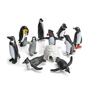 Zestaw 11 figurek pingwinów, szczegółowe miniaturowe zwierzęta antarktyczne do kolekcjonowania, solidna dekoracja półki z PVC