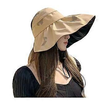 Bucket Hat met open bovenkant, zonbescherming UPF50+, brede rand, zomerhoed voor dames, lichtgewicht, opvouwbare outdoor reishoed Jikaixiang
