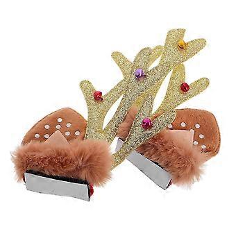 Decoração de motocicleta, 1 par de enfeites de chifres de rena para mulheres, decoração de pelúcia variada para celebração de Natal.