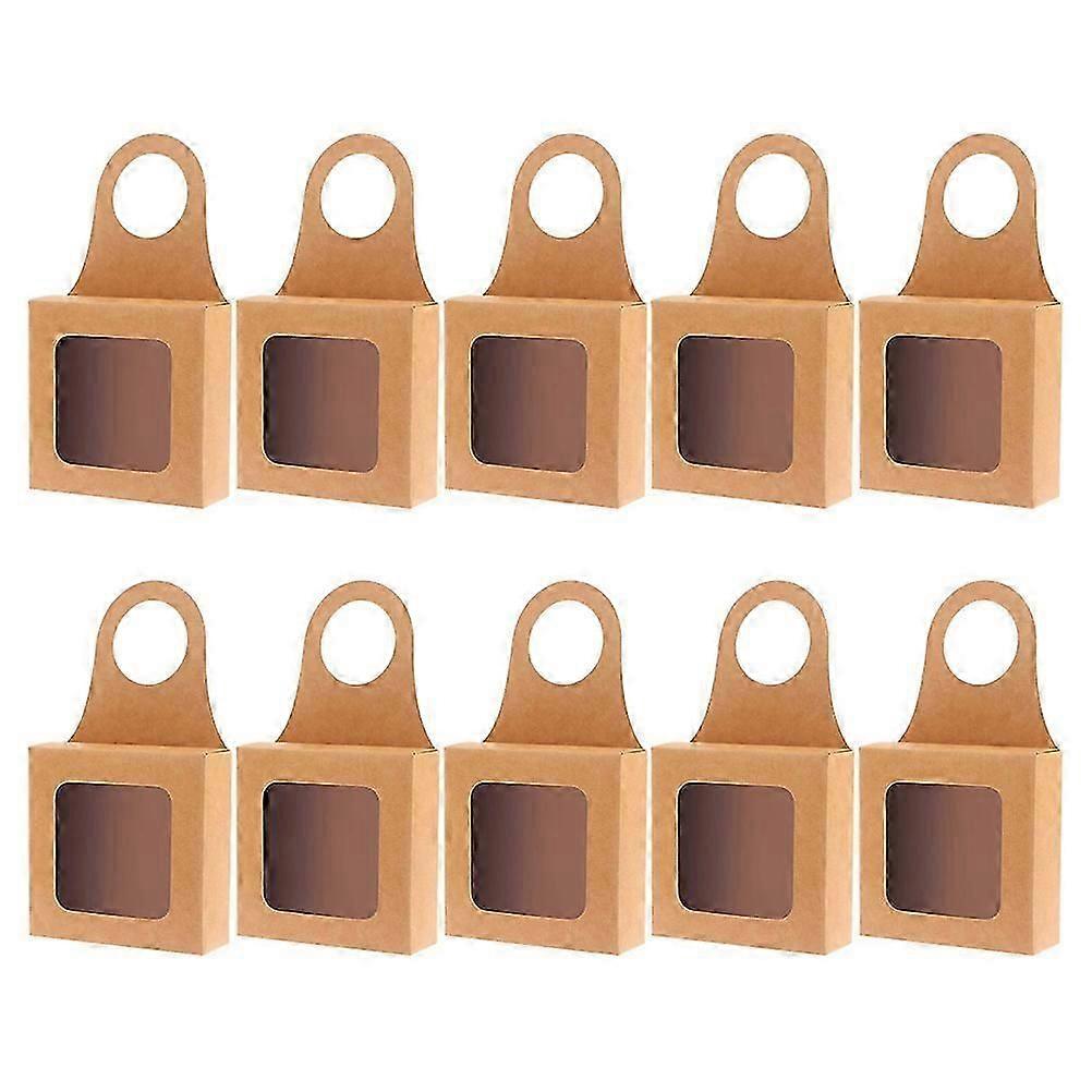 20 Pcs Rectangular Hanging Boxes with Clear Window, Brown Paper for Decoration & Display