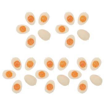 Ovos de galinha falsos em miniatura, metades de ovos cozidos para decoração de cozinha de casa de bonecas, 30 unidades.