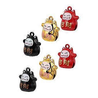 1 zestaw 6 sztuk Fortune Cat Shape Bells Pet Bells Artykuły dla majsterkowiczów (różne kolory)