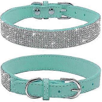 Sparkling Rhinestone Dog Collar, Soft Suede Leather Pet Collar with Crystals (XS, Black) New Arrival S05