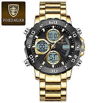 POEDAGAR Military Men's Electronic Wristwatch LED Alarm Analog-Digital Dual Display Men Watch Waterproof Sports Watches for Men 26-27