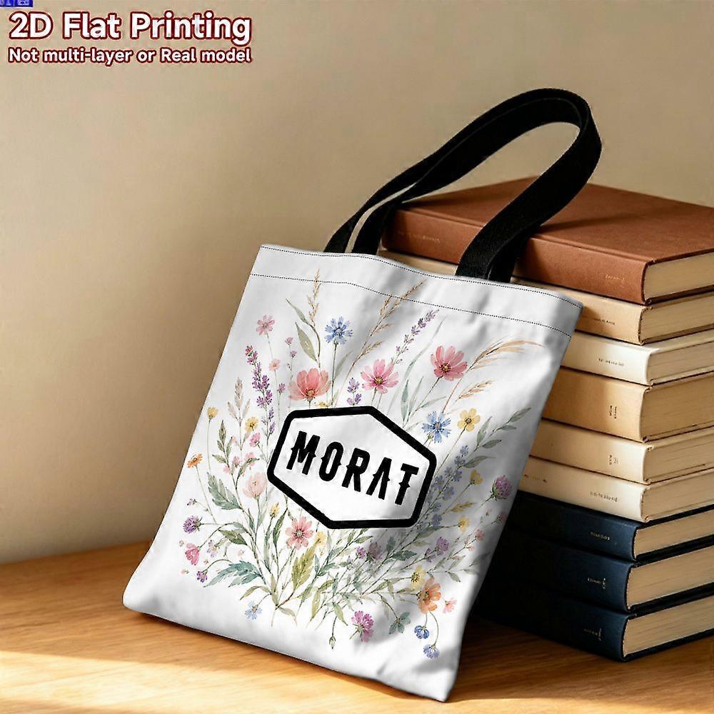 Sac à main plat 2D. Motif floral aquarelle. Léger et portable, idéal pour le shopping et les cadeaux. Réutilisable. Gr-Rpolk