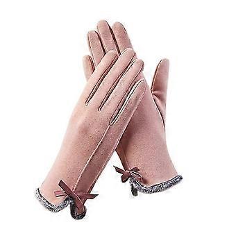 "Gloves winter women's padded thickened riding driving cold warm touch screen elastic split finger"