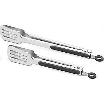 Premium 304 Stainless Steel Barbecue Turners, Heavy Duty Non-stick Bbq Cooking Kitchen Tongs