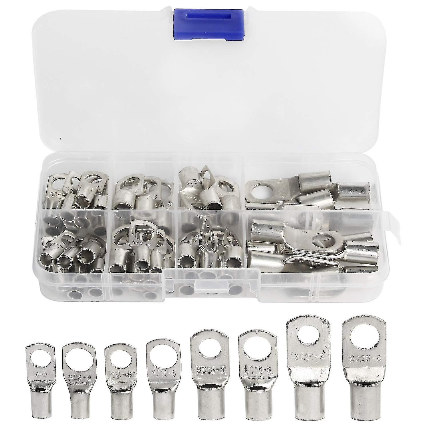 60 Pcs Electrical Lugs Tinned Copper Bolt Hole Sc Crimp