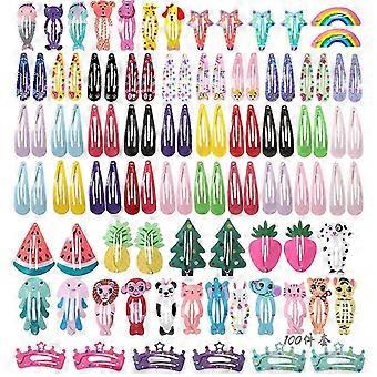 100Pcs 2 Inch Colorful Metal Snap Hair Clips Compatible with Girls Toddlers Kids