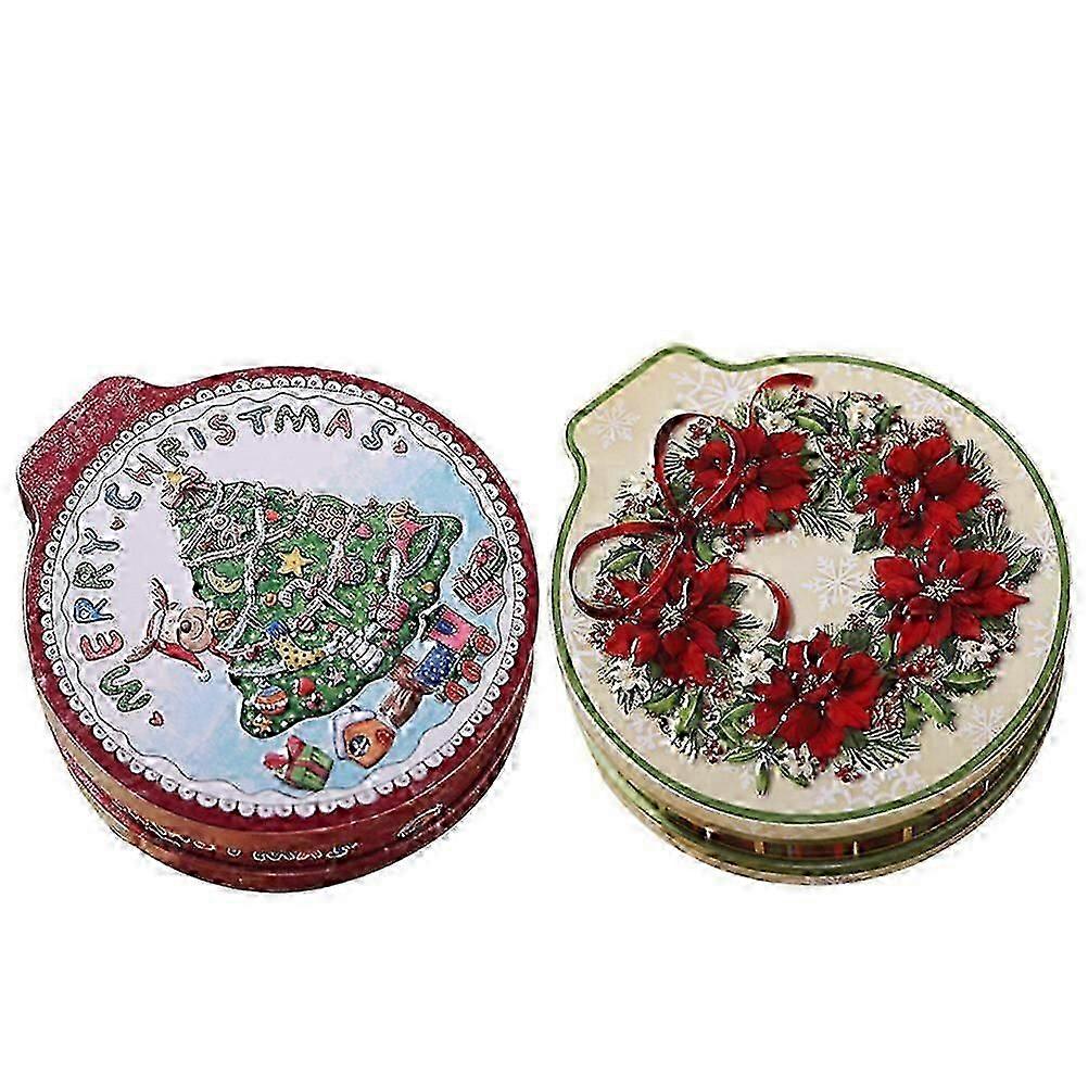 2025 2Pcs Creative Gift Candy Boxes Tinplate Christmas Design Candy Boxes for Gift