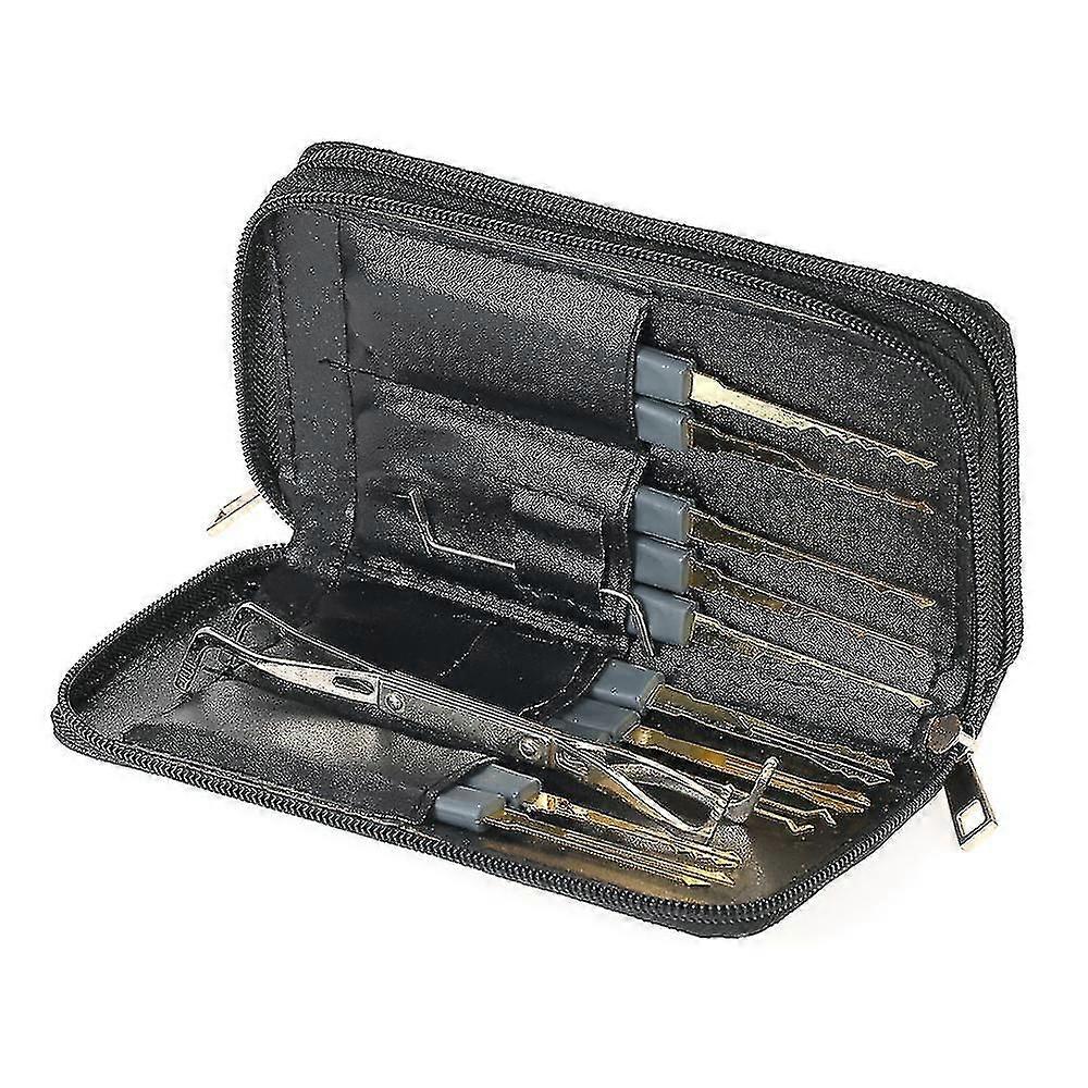 24pcs Professional Unlocking Lock Picking Tools Set Practice Lockset Kit With Leather Case For Locksmith Beginners