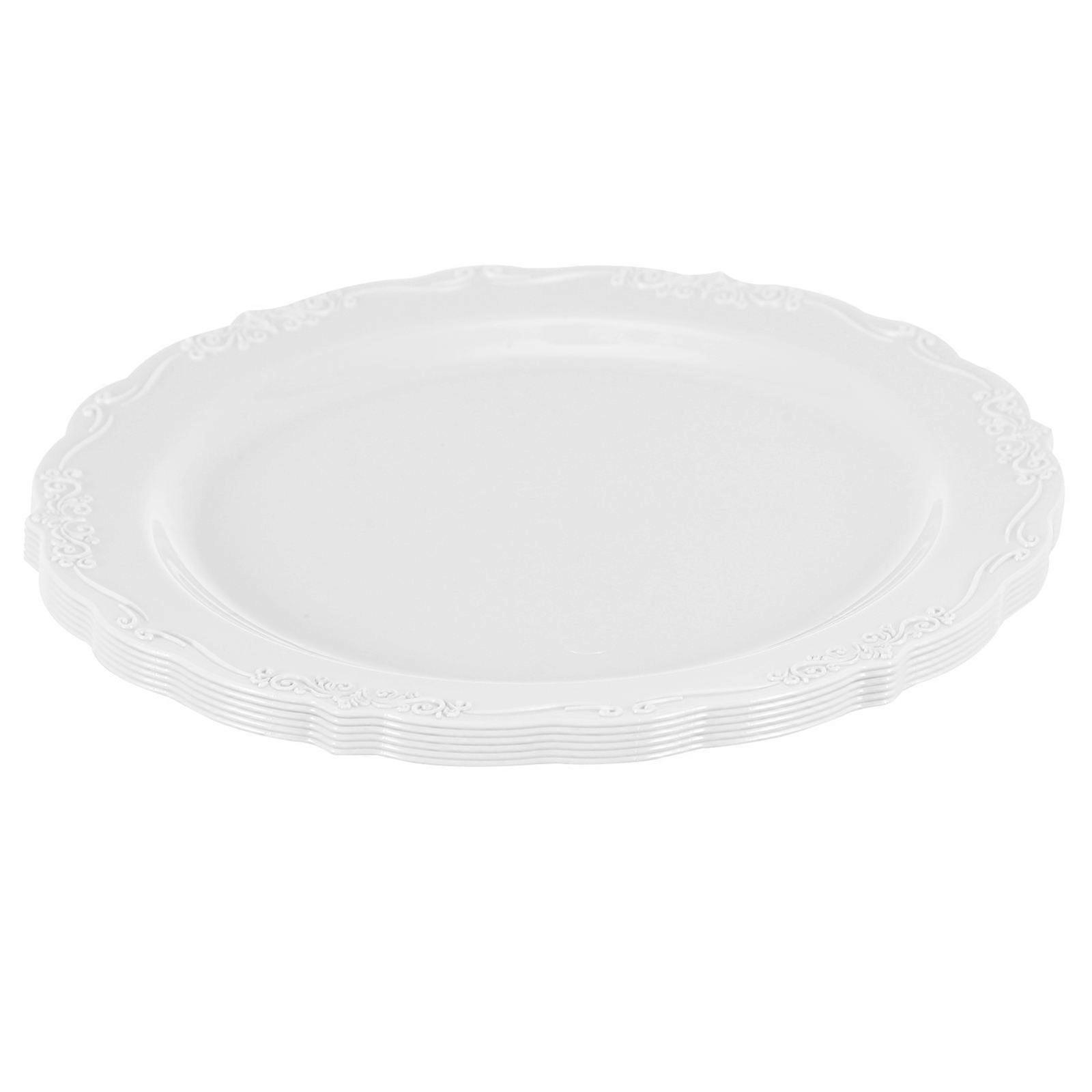 6pcs Practical Plastic Plates Round Shape Dish Tableware for Wedding Party Tray
