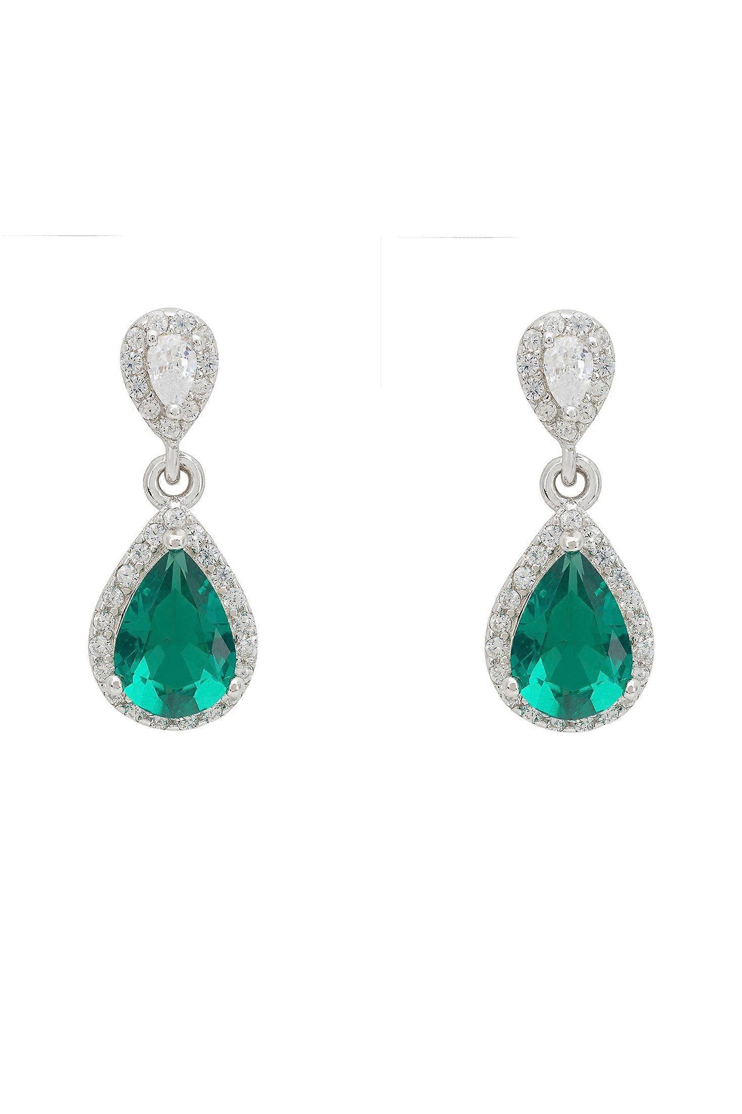 Latelita Phillippa Drop Earrings in Emerald Silver for Women