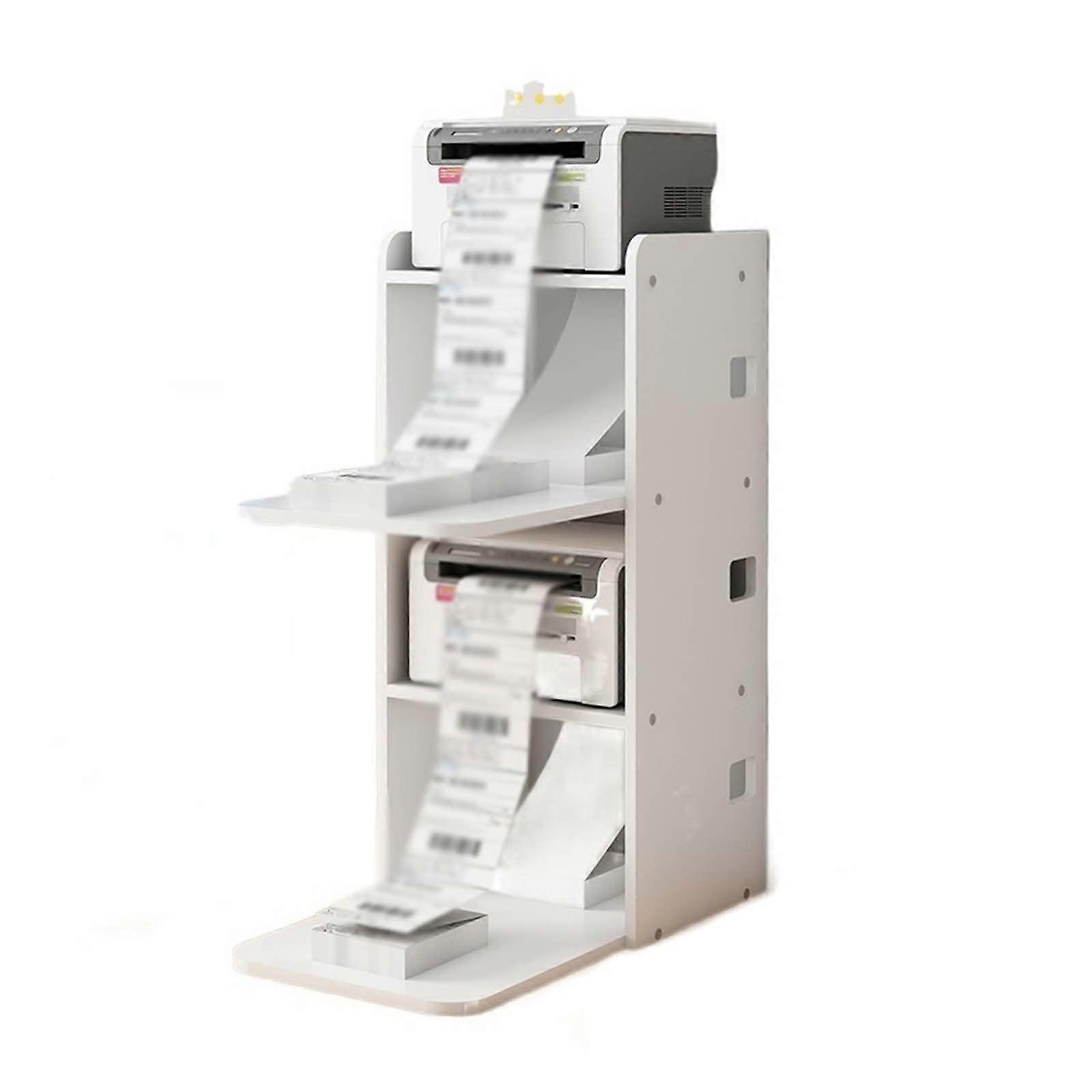 Printer Stand with MultiLayer Storage Rack, Compact SpaceSaving Desktop Printer Shelf for Small Office (Small, A)