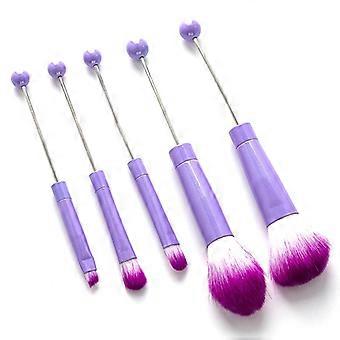 5-teiliges Set Perlen-Lidschattenpinsel, DIY-Perlen-Kosmetikpinsel, Make-up-Pinsel-Werkzeugset, Metallgriff, langlebige Augen-Make-up-Pinsel