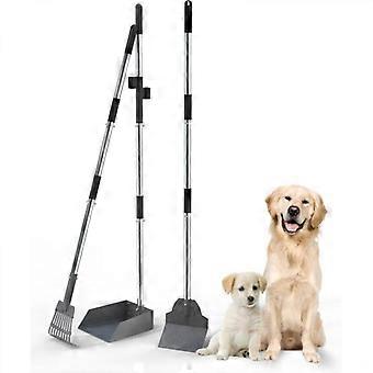 Set of 3 dog waste scoops, stainless steel tray, long-handled scoop