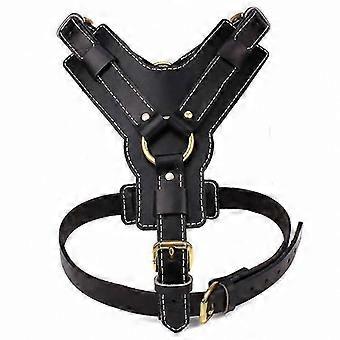 Adjustable Leather Dog Harness with Handle for Sports Activities (Size L, Chest 64-86cm)
