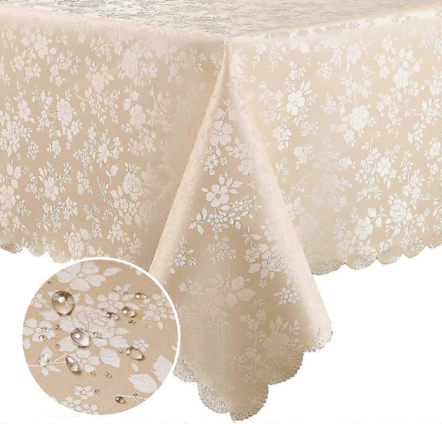 Rectangle Table Cloth, Waterproof , Wipeable Washable Cover compatible with and Dining Room