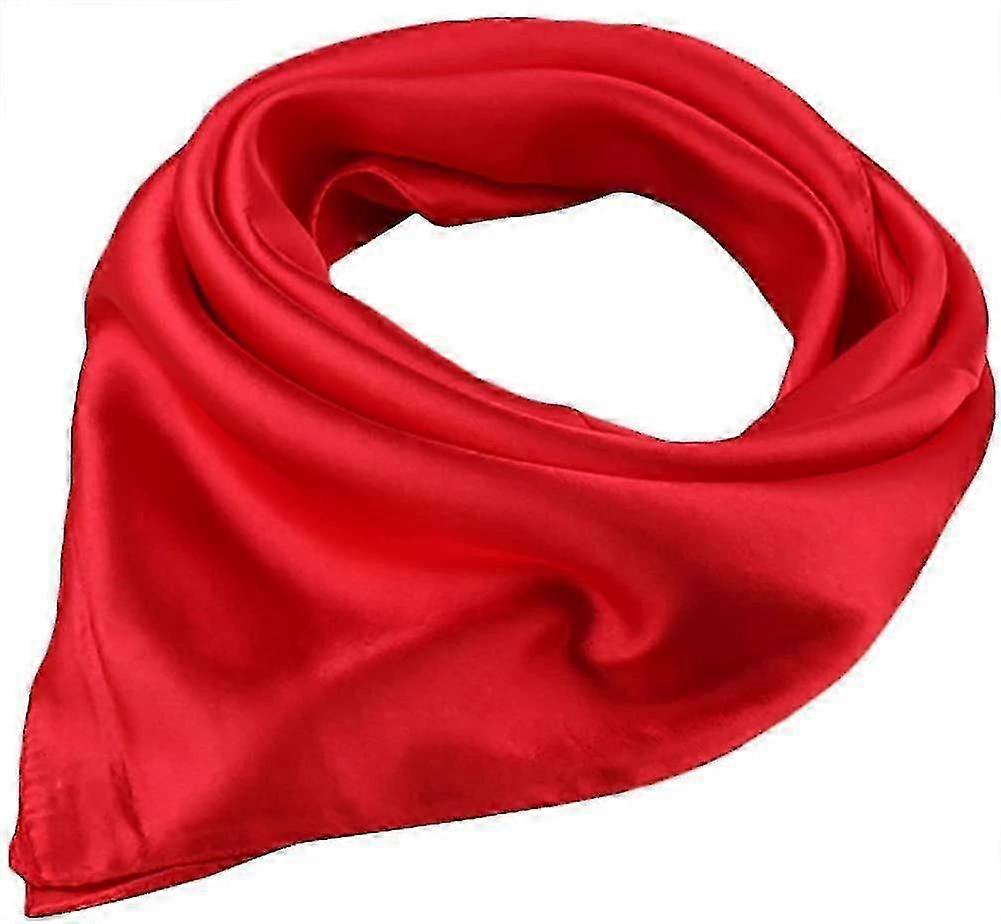 Women's Solid Stain Charmeuse Neckerchief Square Scarf 60x60cm