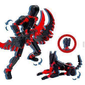 Set di action figure 3D T13, robot giocattolo multiarticolato completamente assemblato in nero e rosso con cane