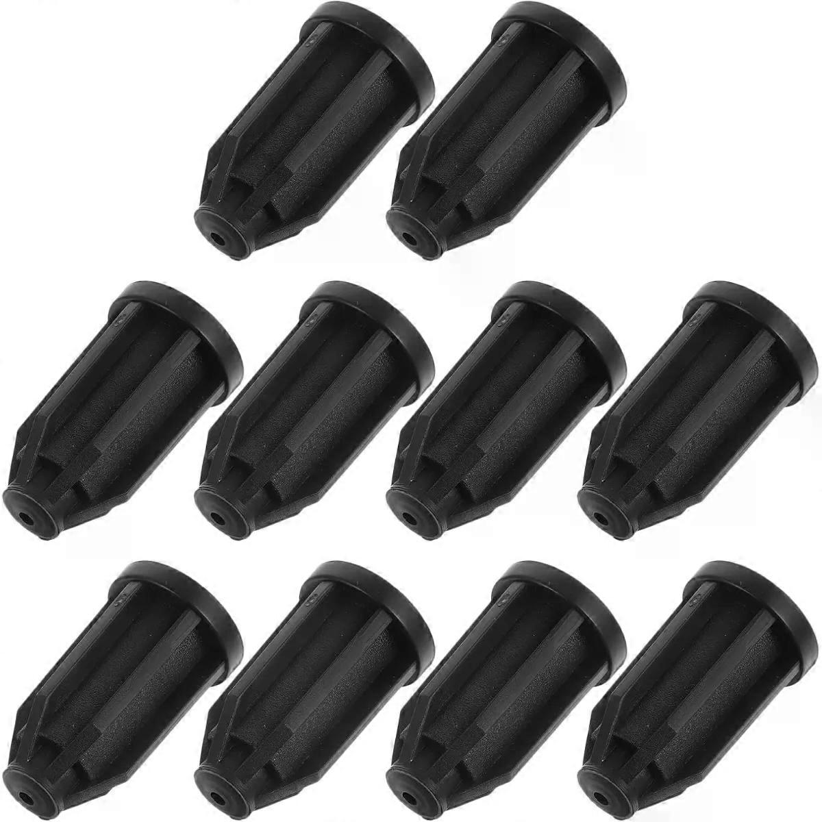 Black Furniture Caster Socket Sleeves 10pcs Pp Replacement Inserts